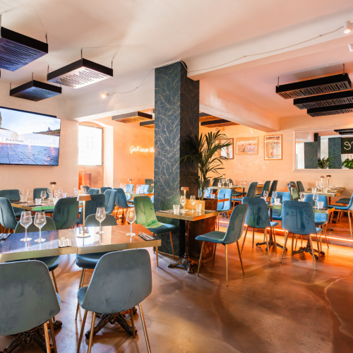 Panoramica della sala superiore del Ristorante Piano Piano Bologna